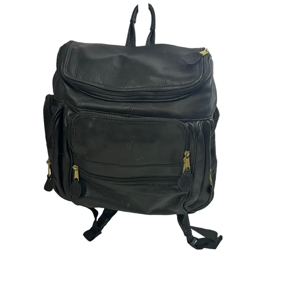 Frye Black Leather Laptop Backpack